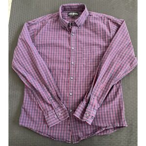 Beverly Hills Polo Club Shirt Men's Large Purple Blue Plaid Button Down Casual